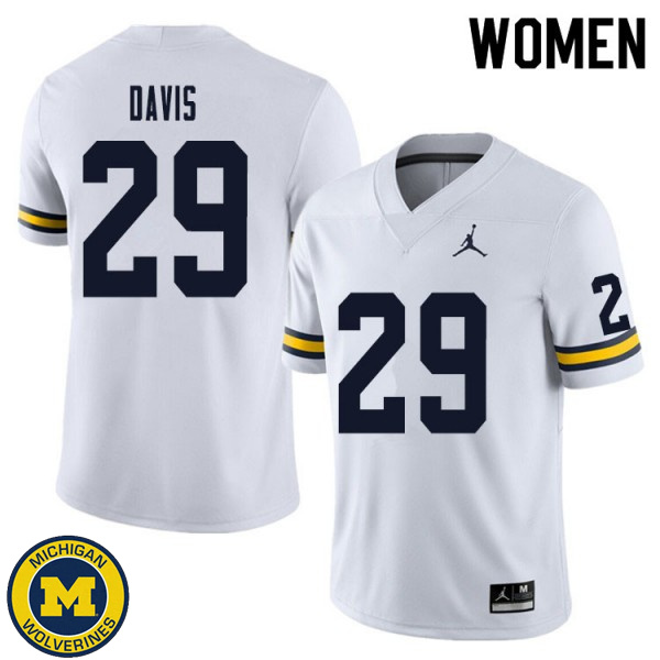 Womens Michigan Wolverines #29 Jared Davis White High School Jersey